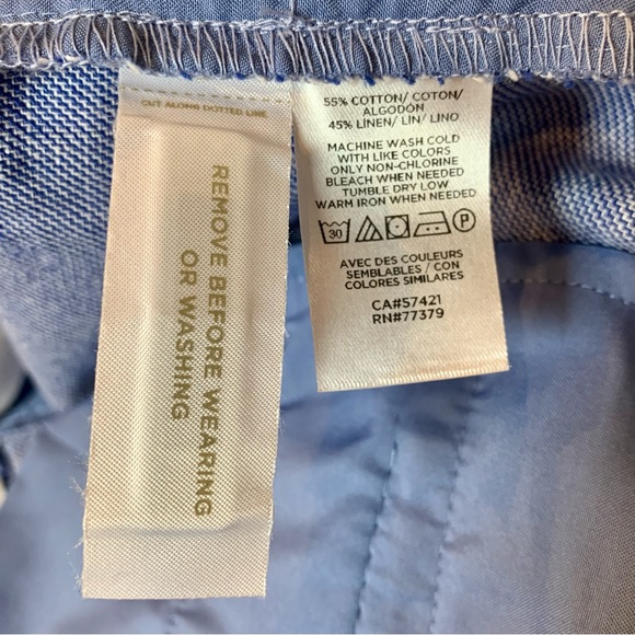 Ann Taylor Chambray Linen Straight Pants 0P - Picture 6 of 11